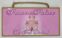 Load image into Gallery viewer, Princess Palace Do Not Disturb Wooden Sign
