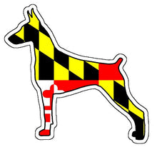Load image into Gallery viewer, Maryland Flag Doberman Pinscher Vinyl Decal
