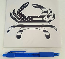 Load image into Gallery viewer, Large Black And White American Flag Crab Vinyl Decal