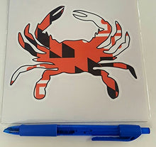 Load image into Gallery viewer, Large Orange Maryland Flag Crab Vinyl Decal