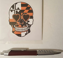 Load image into Gallery viewer, Maryland Flag Orange Sugar Skull Vinyl Decal