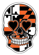 Load image into Gallery viewer, Maryland Flag Orange Sugar Skull Vinyl Decal