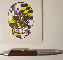 Load image into Gallery viewer, Maryland Flag Purple Sugar Skull Vinyl Decal
