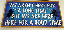 Load image into Gallery viewer, We aren't Here for A Long Time But We are Here for A Good Time Wooden Sign
