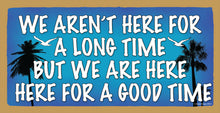 Load image into Gallery viewer, We aren't Here for A Long Time But We are Here for A Good Time Wooden Sign