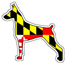 Load image into Gallery viewer, Maryland Flag Doberman Pinscher Vinyl Decal

