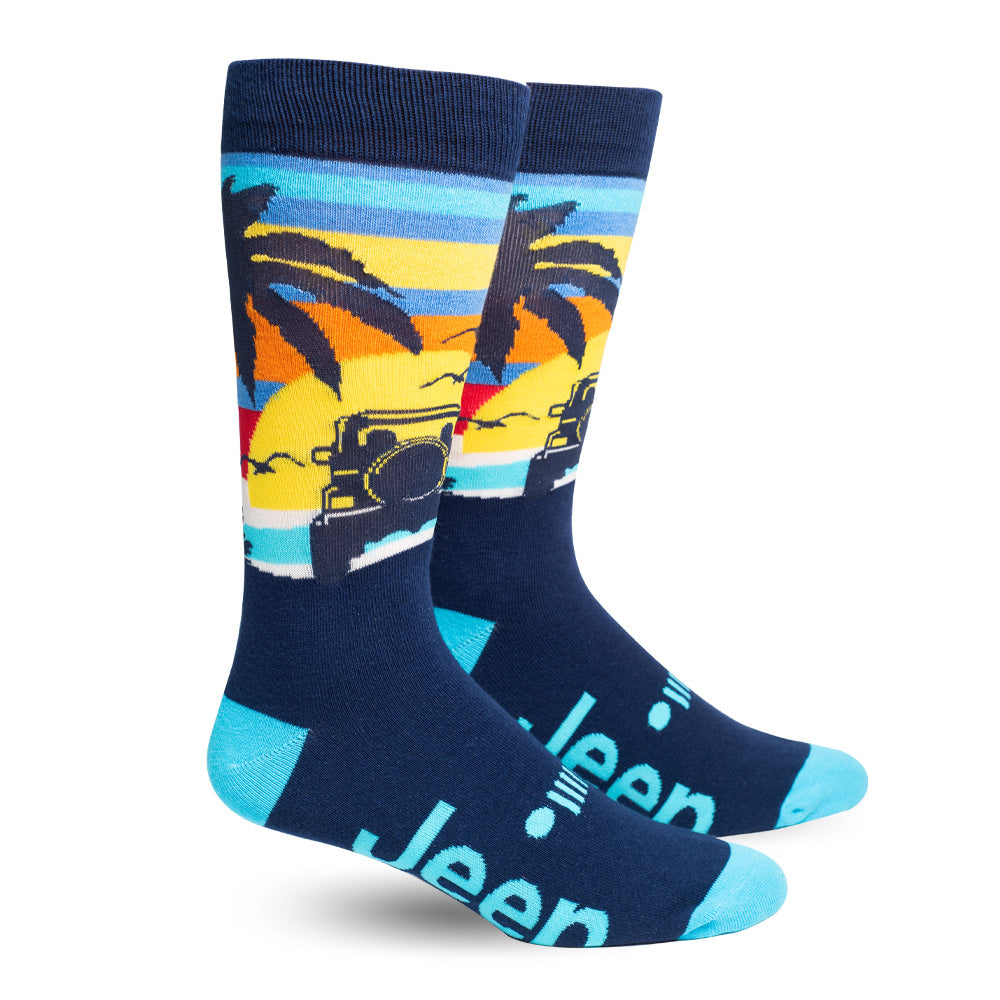 Jeep Beach Sunset Dress Socks
