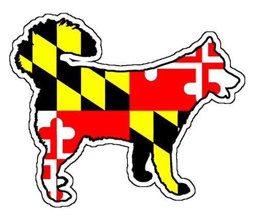 Maryland Flag Siberian Husky Vinyl Decal