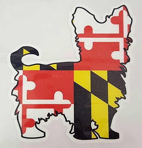 Maryland Flag Yorkshire Terrier Vinyl Decal