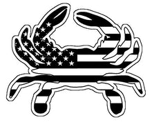 Load image into Gallery viewer, Large Black And White American Flag Crab Vinyl Decal
