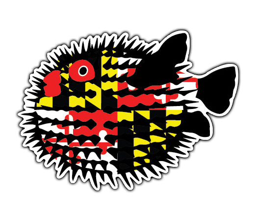 Maryland Flag Puffer Fish Vinyl Decal