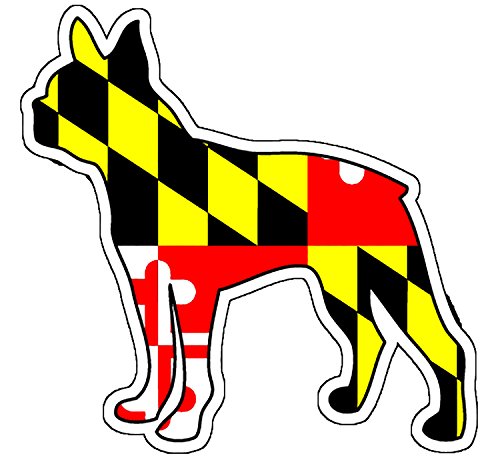 Maryland Flag Boston Terrier Vinyl Decal