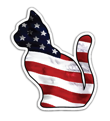American Flag Cat Vinyl Decal