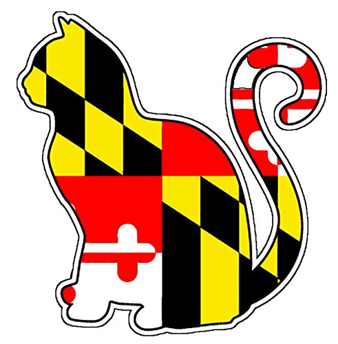 Maryland Flag Long Tail Cat Vinyl Decal