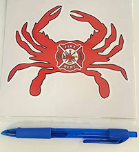 Load image into Gallery viewer, Large Firefighter Maryland Crab Vinyl Decal
