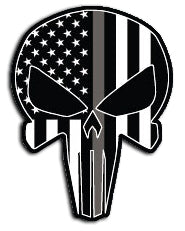 Gray Line American Flag Skull Vinyl Decal