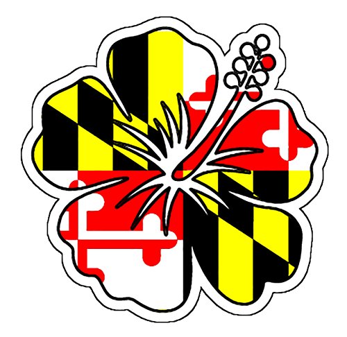 Maryland Flag Hibiscus Flower Vinyl Decal