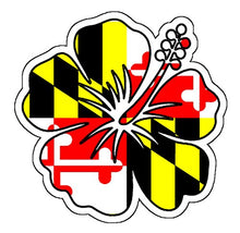 Load image into Gallery viewer, Maryland Flag Hibiscus Flower Vinyl Decal
