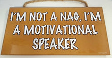 Load image into Gallery viewer, I&#39;m Not A Nag I&#39;m A Motivational Speaker Wooden Sign
