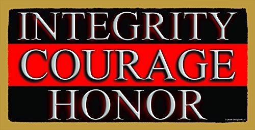 Integrity Courage and Honor Thin Red Line Wooden Sign