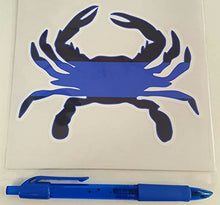 Load image into Gallery viewer, Large Blue Line Maryland Crab Vinyl Decal
