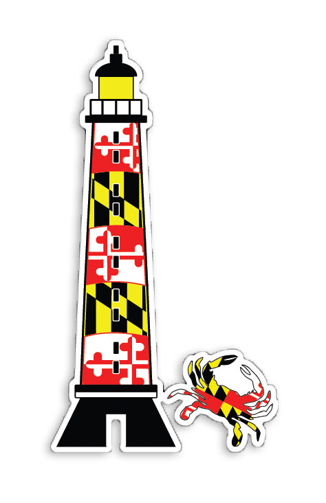 Maryland Flag Lighthouse With Crab Vinyl Decal