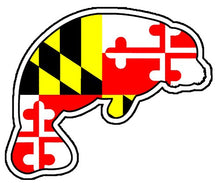 Load image into Gallery viewer, Maryland Flag Manatee Vinyl Decal
