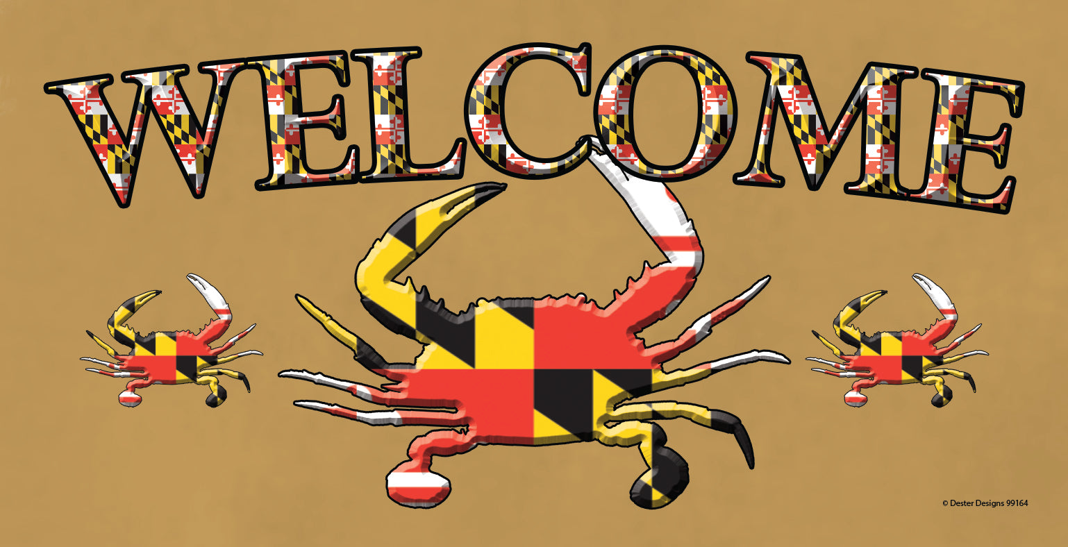 Maryland Flag Crab Welcome Wooden Sign