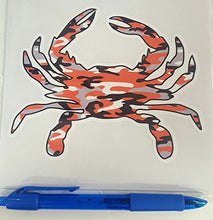 Load image into Gallery viewer, Large Orange And Black Camo Maryland Crab Vinyl Decal
