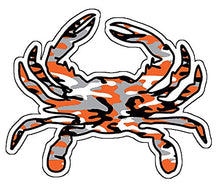 Load image into Gallery viewer, Large Orange And Black Camo Maryland Crab Vinyl Decal
