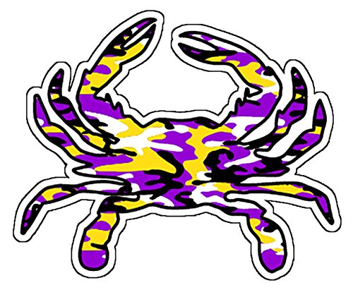 Large Purple and Yellow Camo Maryland Crab Vinyl Decal