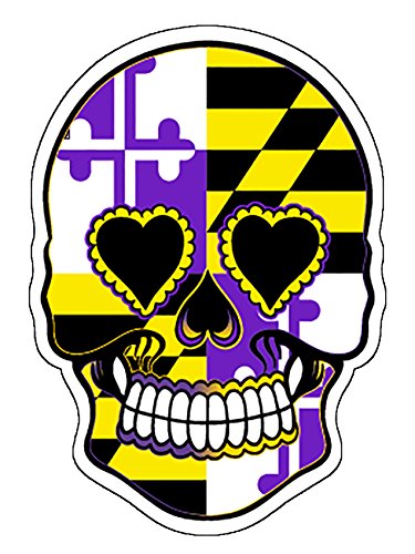 Maryland Flag Purple Sugar Skull Vinyl Decal