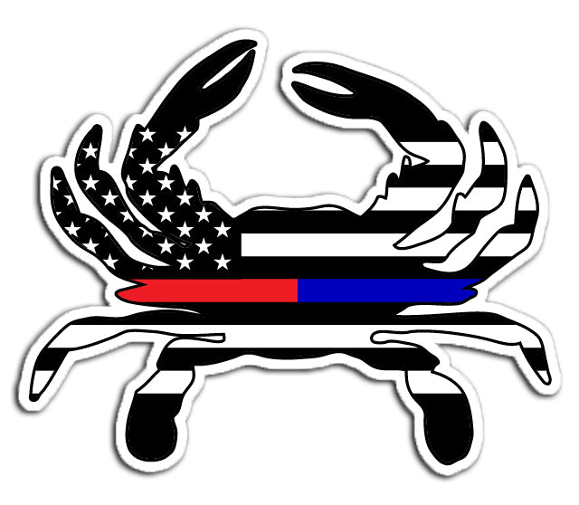 Red And Blue Line American Flag Crab Vinyl Decal