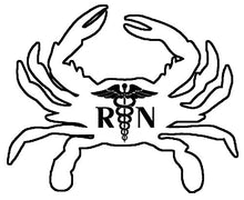 Load image into Gallery viewer, Large Registered Nurse Maryland Crab Vinyl Decal
