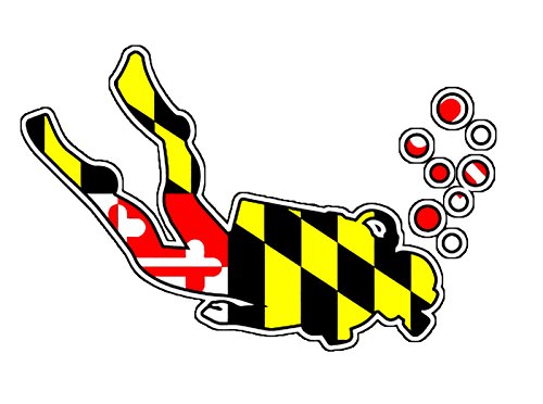 Large Maryland Flag Scuba Diver Vinyl Decal