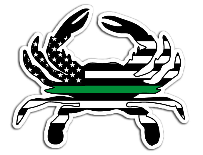 Green Line American Flag Crab Vinyl Decal