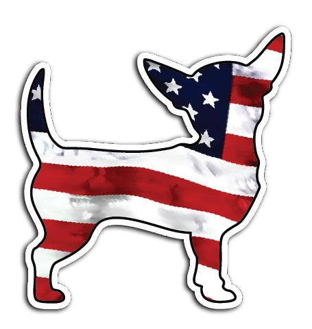 American Flag Chihuahua Vinyl Decal