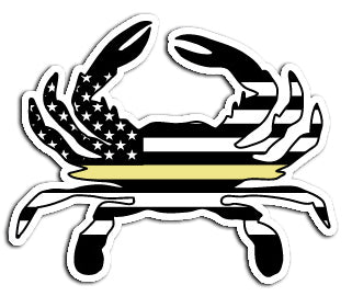 Yellow Line American Flag Crab Vinyl Decal